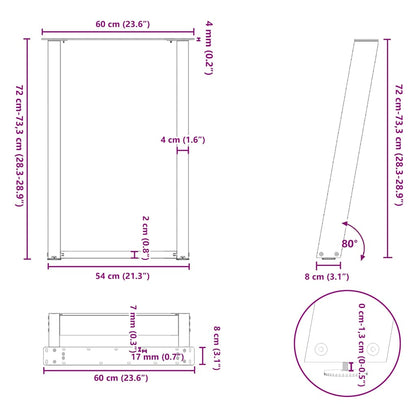vidaXL Dining Table Legs U-Shaped 2 pcs Anthracite 60x(72-73) cm Steel