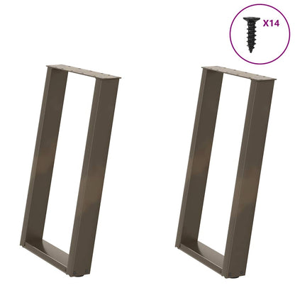 vidaXL Dining Table Legs U-Shaped 2 pcs Natural Steel 60x(72-73) cm Steel