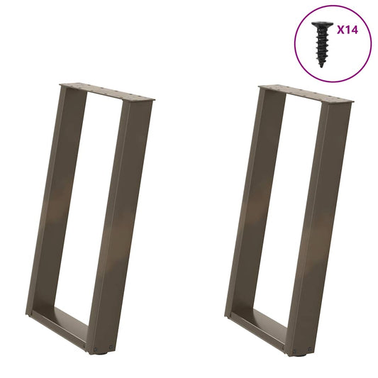 vidaXL Dining Table Legs U-Shaped 2 pcs Natural Steel 60x(72-73) cm Steel