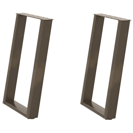 vidaXL Dining Table Legs U-Shaped 2 pcs Natural Steel 60x(72-73) cm Steel