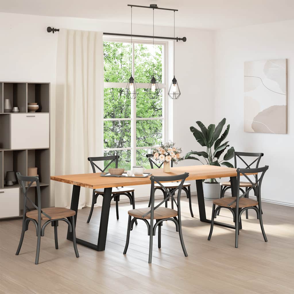 vidaXL Dining Table Legs U-Shaped 2 pcs Black 70x(72-73) cm Steel