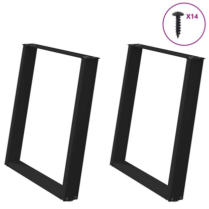 vidaXL Dining Table Legs U-Shaped 2 pcs Black 80x(72-73) cm Steel