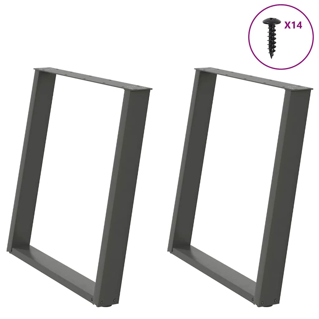 vidaXL Dining Table Legs U-Shaped 2 pcs Anthracite 80x(72-73) cm Steel