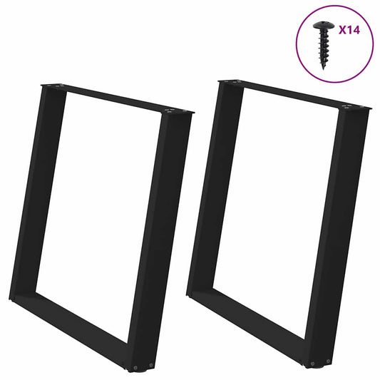 vidaXL Dining Table Legs U-Shaped 2 pcs Black 90x(72-73) cm Steel