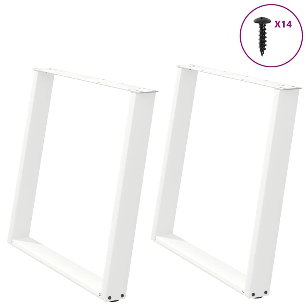 vidaXL Dining Table Legs U-Shaped 2 pcs White 90x(72-73) cm Steel