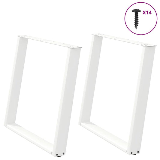 vidaXL Dining Table Legs U-Shaped 2 pcs White 90x(72-73) cm Steel