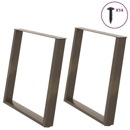 vidaXL Dining Table Legs U-Shaped 2 pcs Natural Steel 90x(72-73) cm Steel