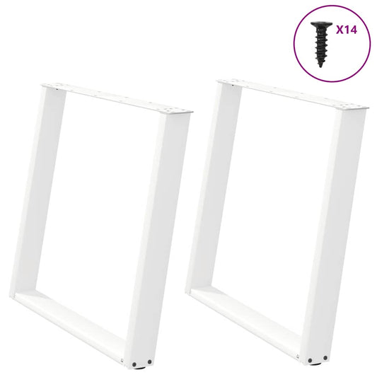 vidaXL Dining Table Legs U-Shaped 2 pcs White 100x(72-73) cm Steel