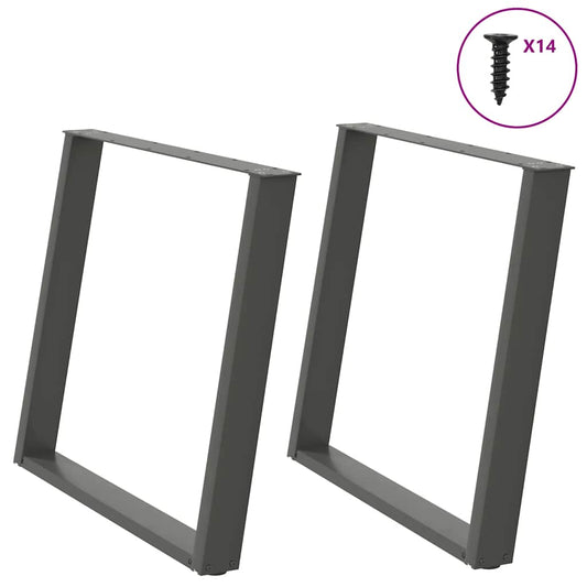 vidaXL Dining Table Legs U-Shaped 2 pcs Anthracite 100x(72-73) cm Steel