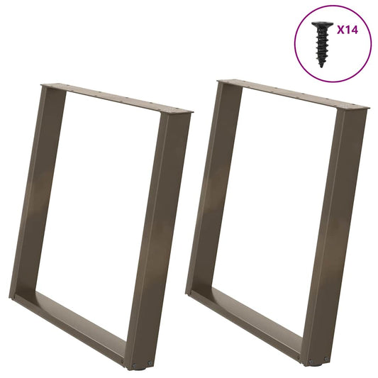 vidaXL Dining Table Legs U-Shaped 2 pcs Natural Steel 100x(72-73) cm Steel
