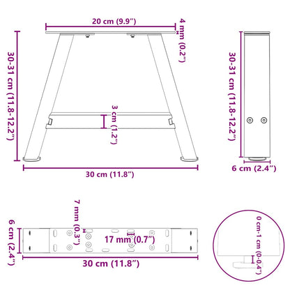 vidaXL Coffee Table Legs A-Shaped 2 pcs Anthracite 30x(30-31) cm Steel
