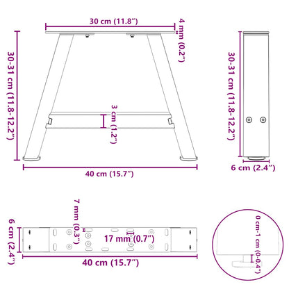 vidaXL Coffee Table Legs A-Shaped 2 pcs Anthracite 40x(30-31) cm Steel