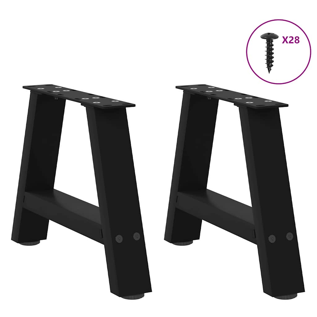 vidaXL Coffee Table Legs A-Shaped 2 pcs Black 50x(30-31) cm Steel