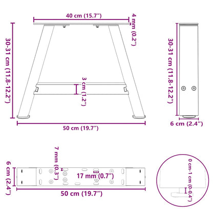 vidaXL Coffee Table Legs A-Shaped 2 pcs White 50x(30-31) cm Steel