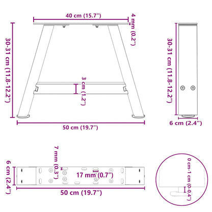 vidaXL Coffee Table Legs A-Shaped 2 pcs 50x(30-31) cm Steel