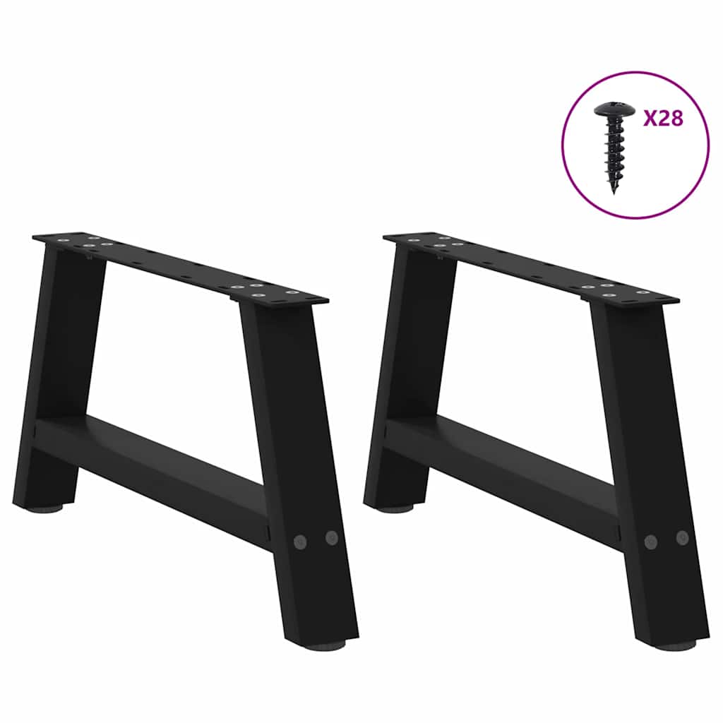 vidaXL Coffee Table Legs A-Shaped 2 pcs Black 60x(30-31) cm Steel