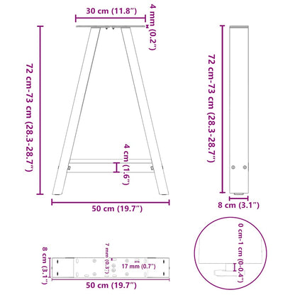 vidaXL Dining Table Legs A-Shaped 2 pcs 50x(72-73) cm Steel