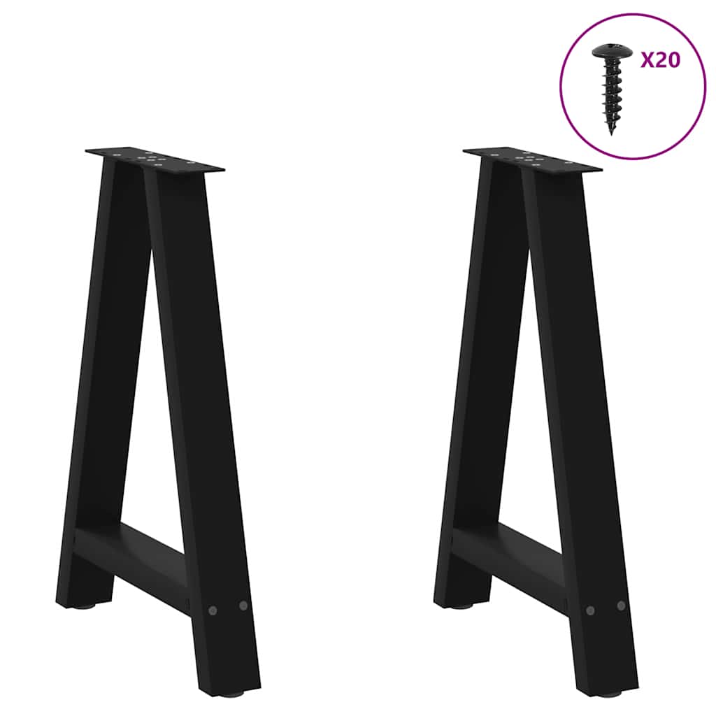 vidaXL Dining Table Legs A-Shaped 2 pcs Black 60x(72-73) cm Steel