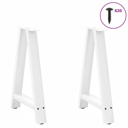 vidaXL Dining Table Legs A-Shaped 2 pcs White 60x(72-73) cm Steel