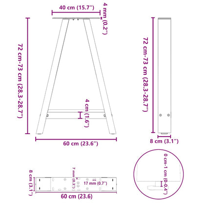 vidaXL Dining Table Legs A-Shaped 2 pcs Anthracite 60x(72-73) cm Steel