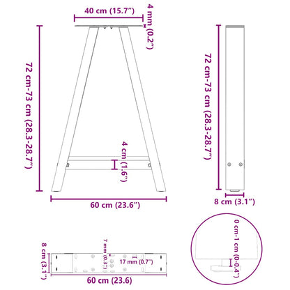 vidaXL Dining Table Legs A-Shaped 2 pcs 60x(72-73) cm Steel