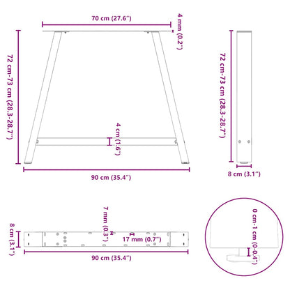 vidaXL Dining Table Legs A-Shaped 2 pcs Black 90x(72-73) cm Steel