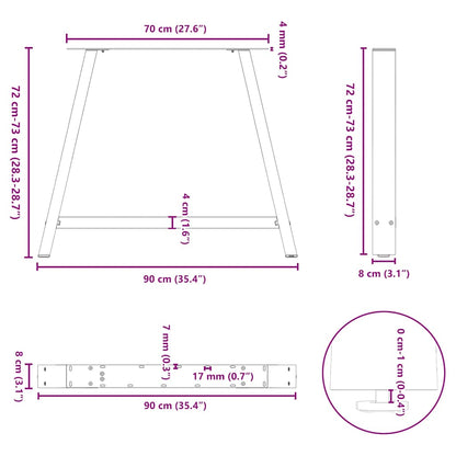 vidaXL Dining Table Legs A-Shaped 2 pcs Anthracite 90x(72-73) cm Steel