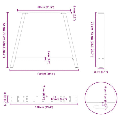 vidaXL Dining Table Legs A-Shaped 2 pcs Black 100x(72-73) cm Steel
