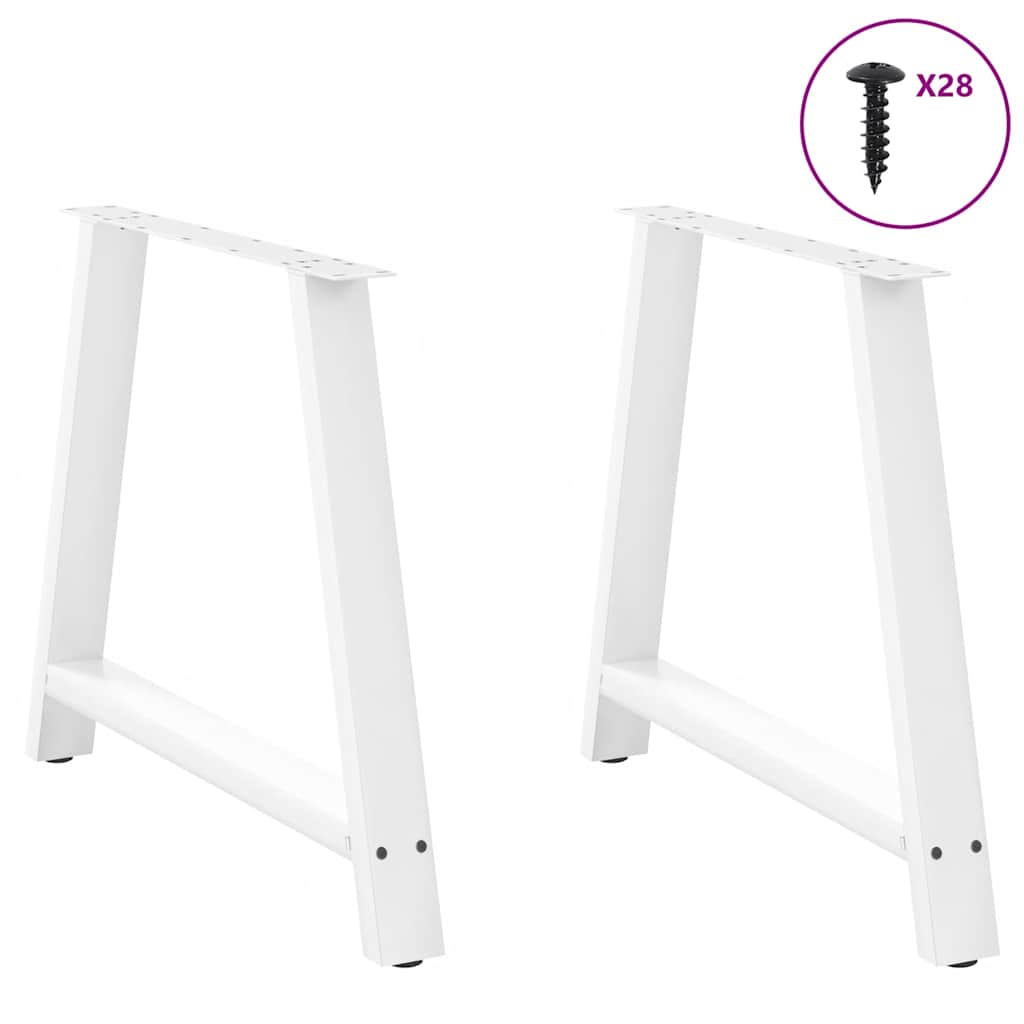 vidaXL Dining Table Legs A-Shaped 2 pcs White 100x(72-73) cm Steel
