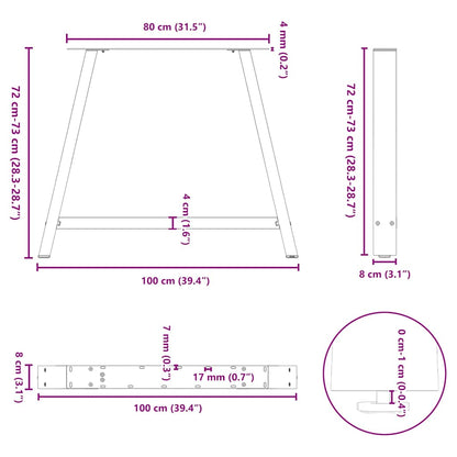 vidaXL Dining Table Legs A-Shaped 2 pcs Anthracite 100x(72-73) cm Steel