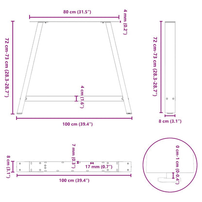vidaXL Dining Table Legs A-Shaped 2 pcs 100x(72-73) cm Steel