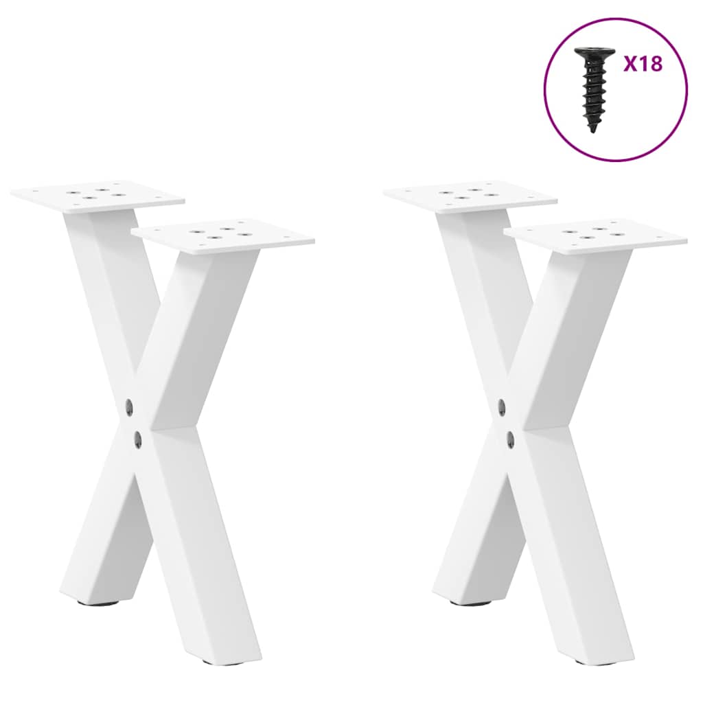 vidaXL Coffee Table Legs X-Shaped 2 pcs White 37x(30-31) cm Steel