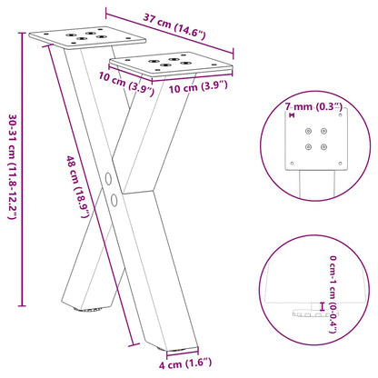 vidaXL Coffee Table Legs X-Shaped 2 pcs Anthracite 37x(30-31) cm Steel