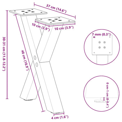 vidaXL Coffee Table Legs X-Shaped 2 pcs Natural Steel 37x(30-31) cm Steel