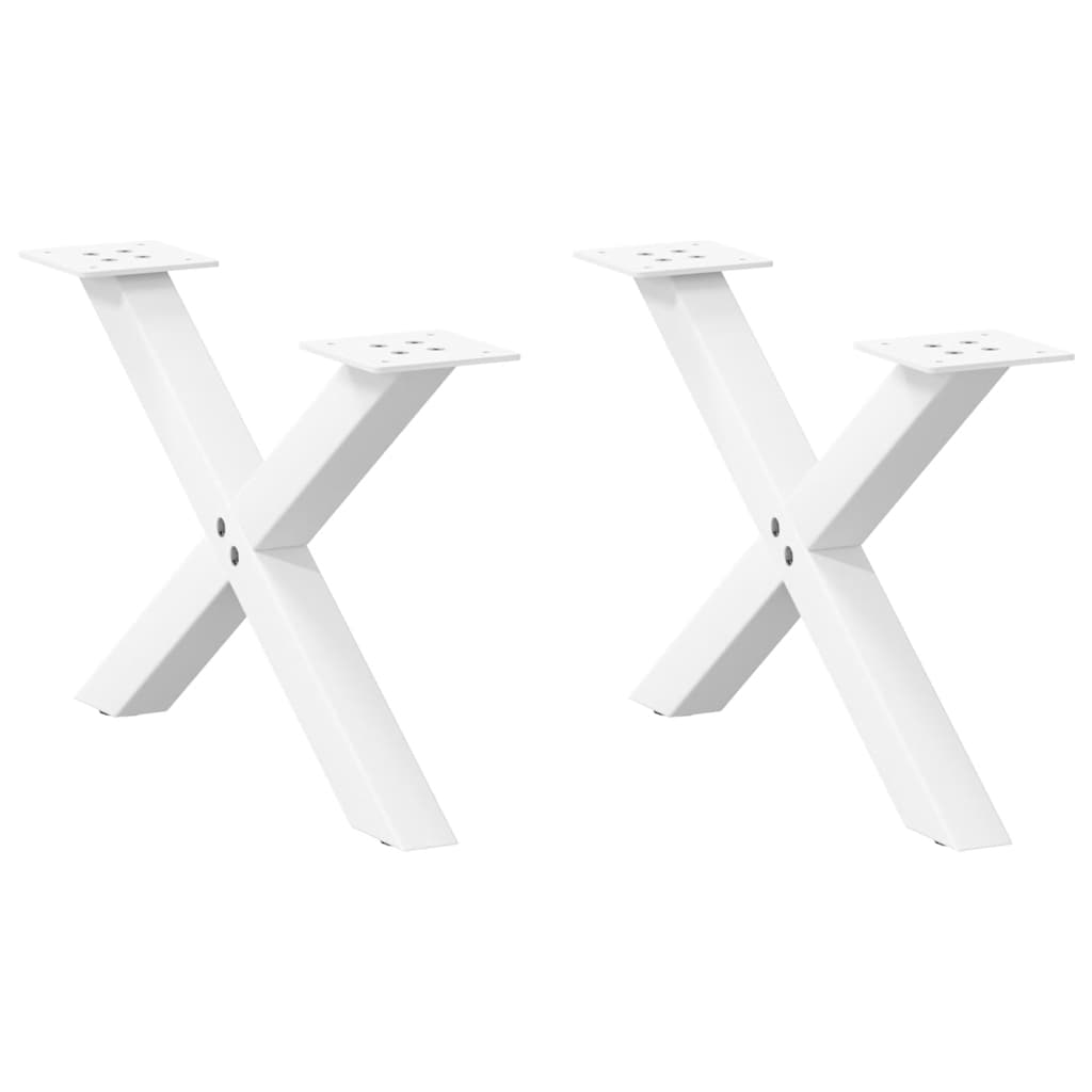vidaXL Coffee Table Legs X-Shaped 2 pcs White 60x(30-31) cm Steel