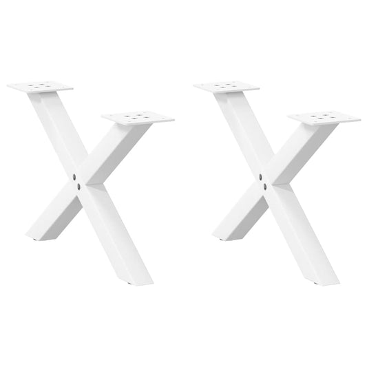 vidaXL Coffee Table Legs X-Shaped 2 pcs White 60x(30-31) cm Steel