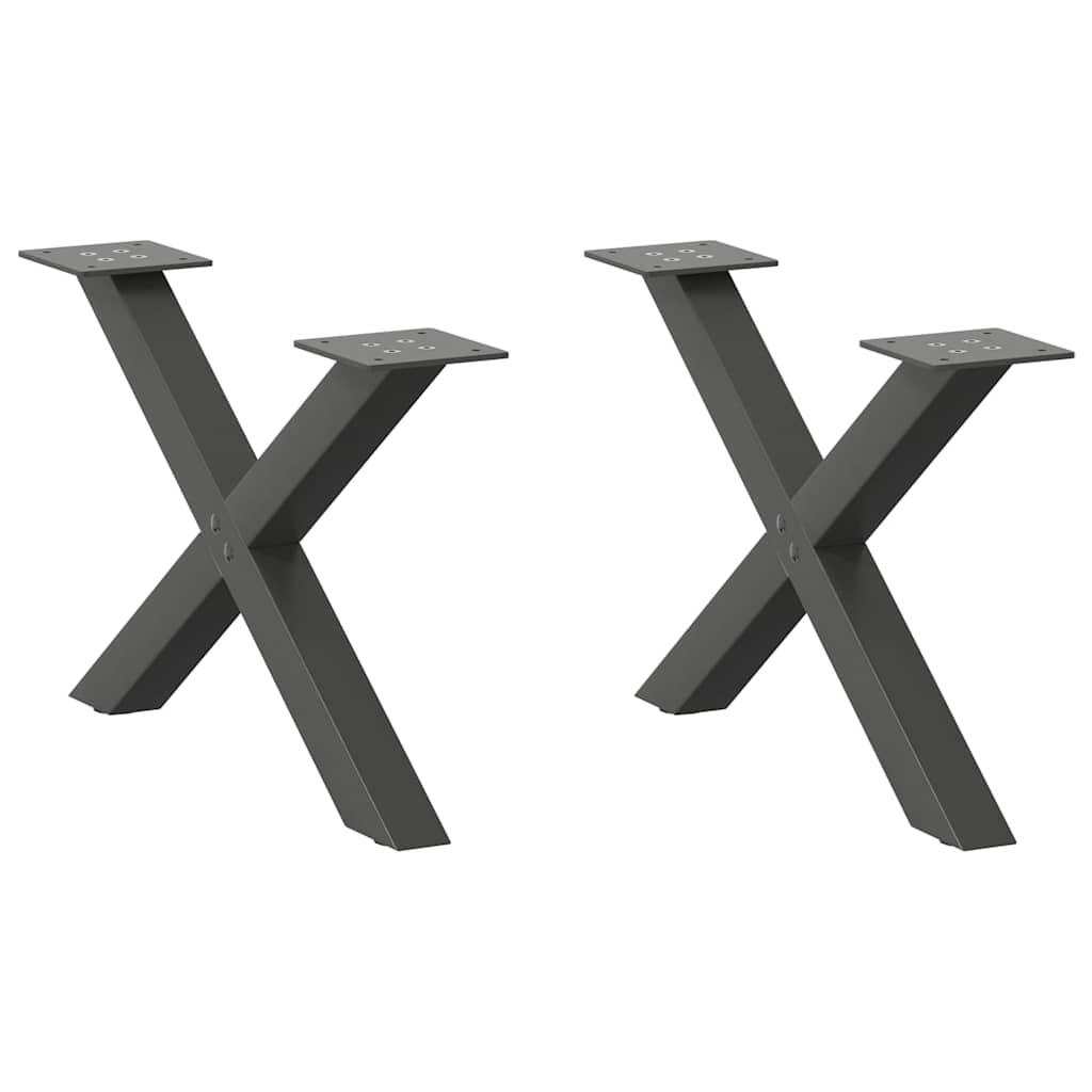 vidaXL Coffee Table Legs X-Shaped 2 pcs Anthracite 60x(30-31) cm Steel