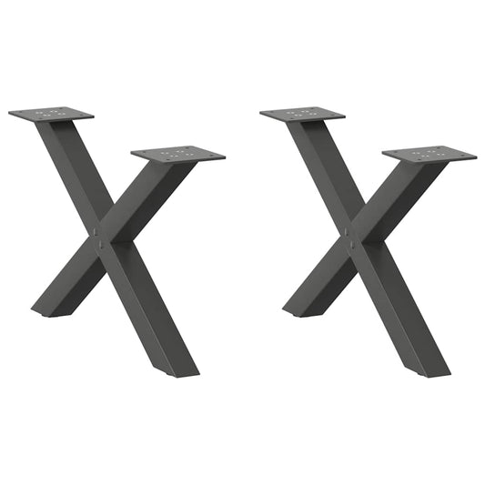 vidaXL Coffee Table Legs X-Shaped 2 pcs Anthracite 60x(30-31) cm Steel