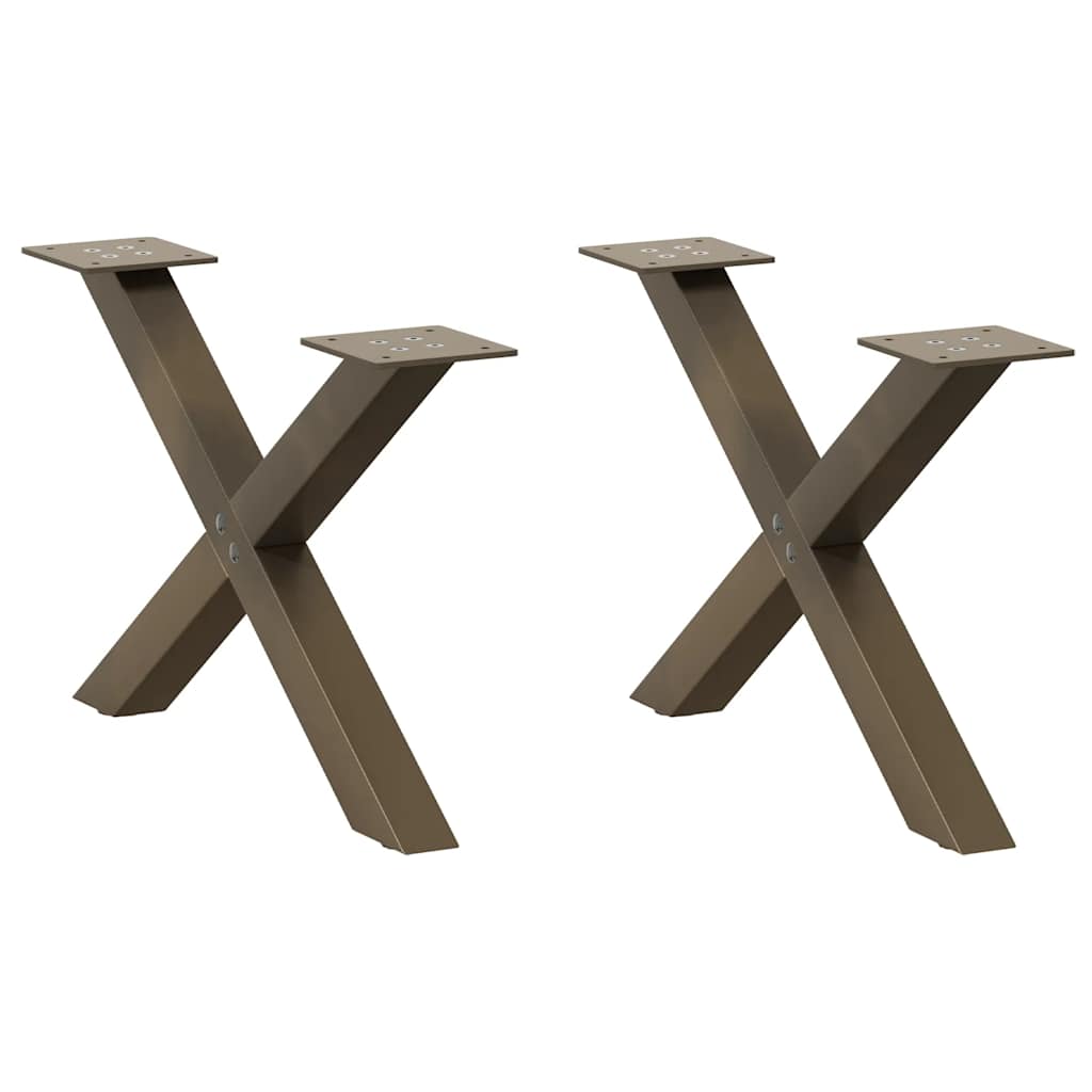vidaXL Coffee Table Legs X-Shaped 2 pcs Natural Steel 60x(30-31) cm Steel