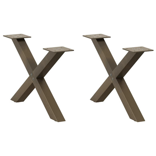 vidaXL Coffee Table Legs X-Shaped 2 pcs Natural Steel 60x(30-31) cm Steel