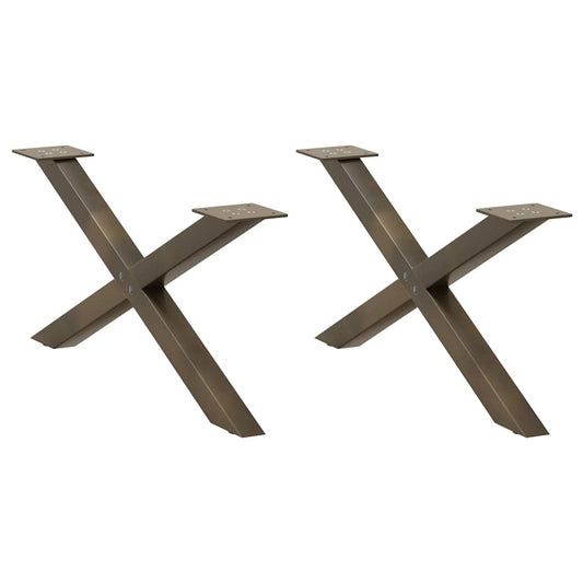 vidaXL Coffee Table Legs X-Shaped 2 pcs Natural Steel 70x(30-31) cm Steel