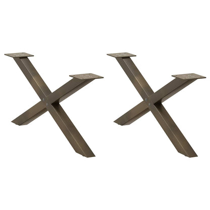 vidaXL Coffee Table Legs X-Shaped 2 pcs Natural Steel 70x(30-31) cm Steel