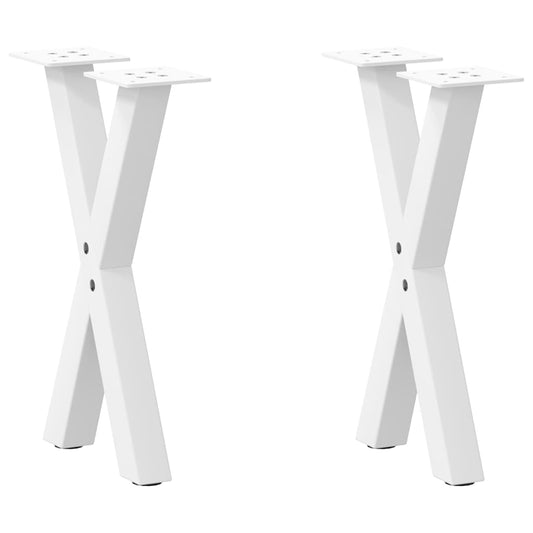 vidaXL Coffee Table Legs X-Shaped 2 pcs White 38x(42-43) cm Steel