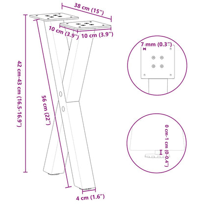 vidaXL Coffee Table Legs X-Shaped 2 pcs White 38x(42-43) cm Steel