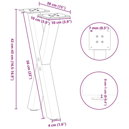 vidaXL Coffee Table Legs X-Shaped 2 pcs Anthracite 38x(42-43) cm Steel