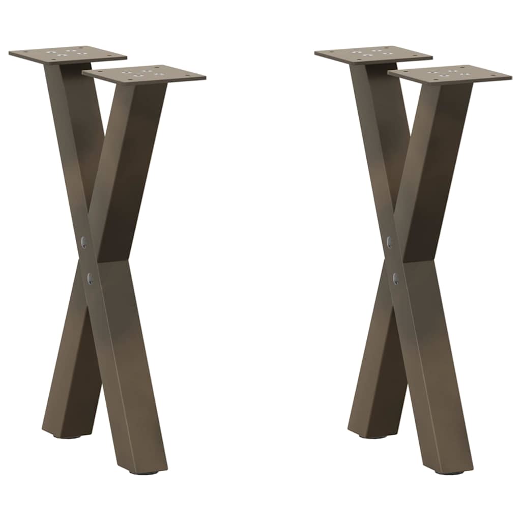 vidaXL Coffee Table Legs X-Shaped 2 pcs Natural Steel 38x(42-43) cm Steel