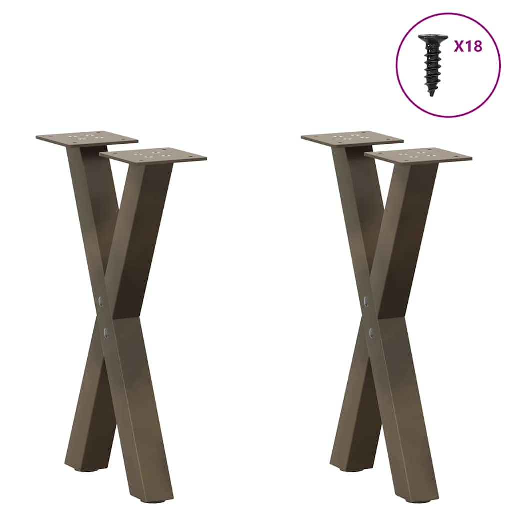 vidaXL Coffee Table Legs X-Shaped 2 pcs Natural Steel 38x(42-43) cm Steel