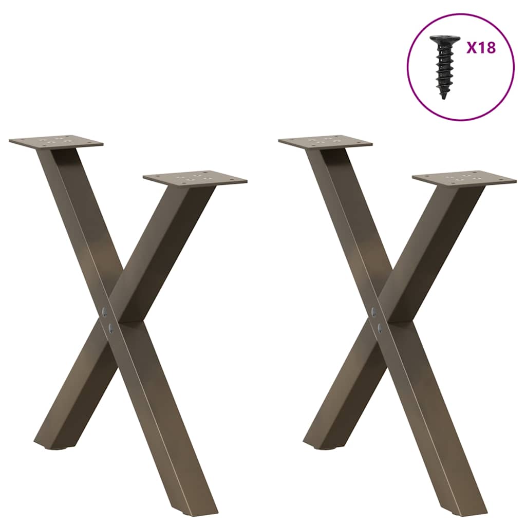 vidaXL Coffee Table Legs X-Shaped 2 pcs Natural Steel 50x(42-43) cm Steel
