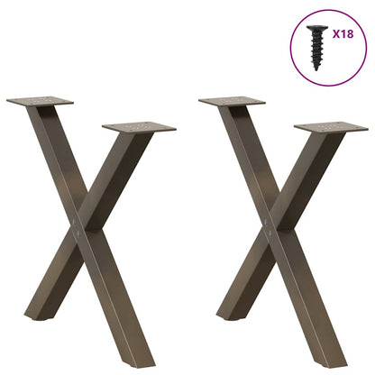 vidaXL Coffee Table Legs X-Shaped 2 pcs Natural Steel 50x(42-43) cm Steel