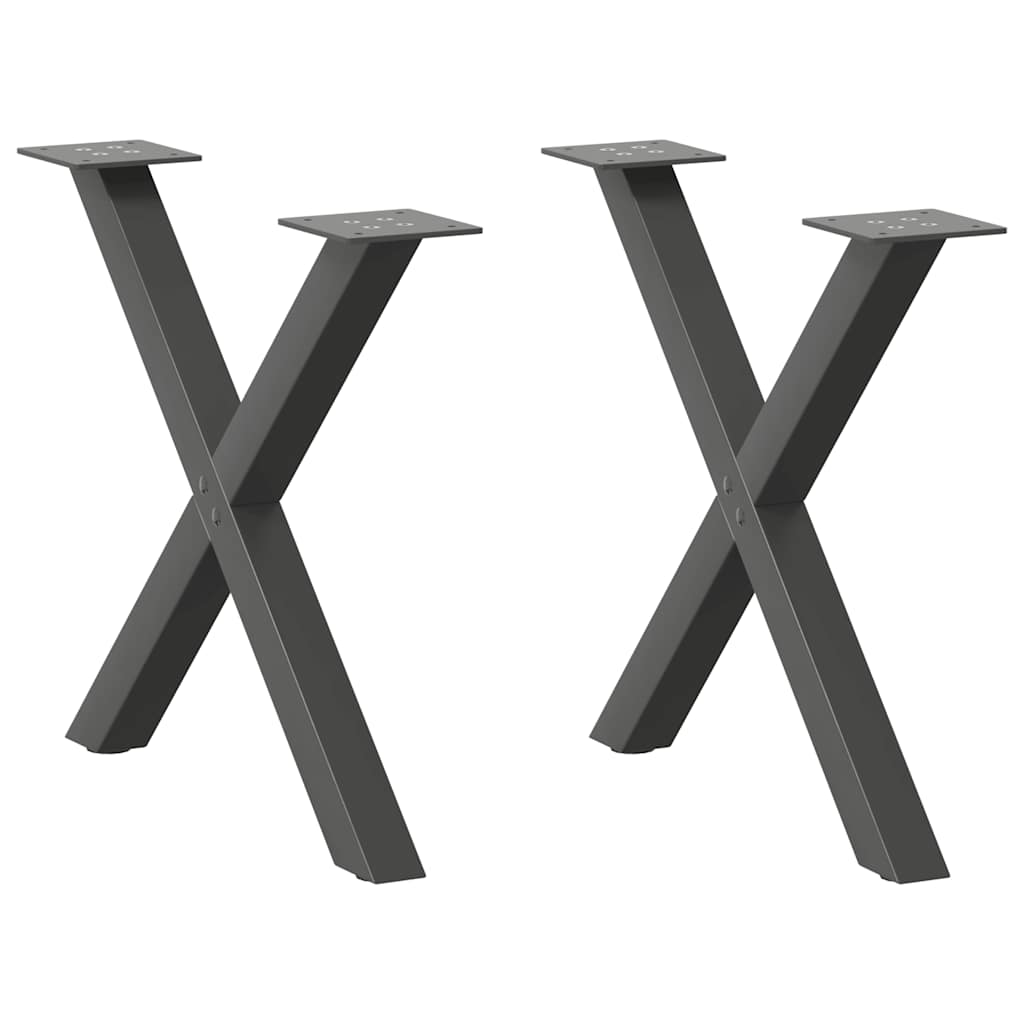 vidaXL Coffee Table Legs X-Shaped 2 pcs Anthracite 60x(42-43) cm Steel